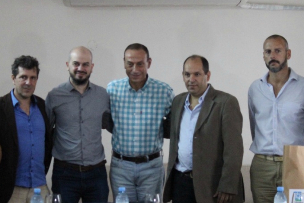 Los representantes de la UNLZ y la UNAJ junto al intendente Arrieta y al presidente del HCD, Maximiliano Mazantti.
