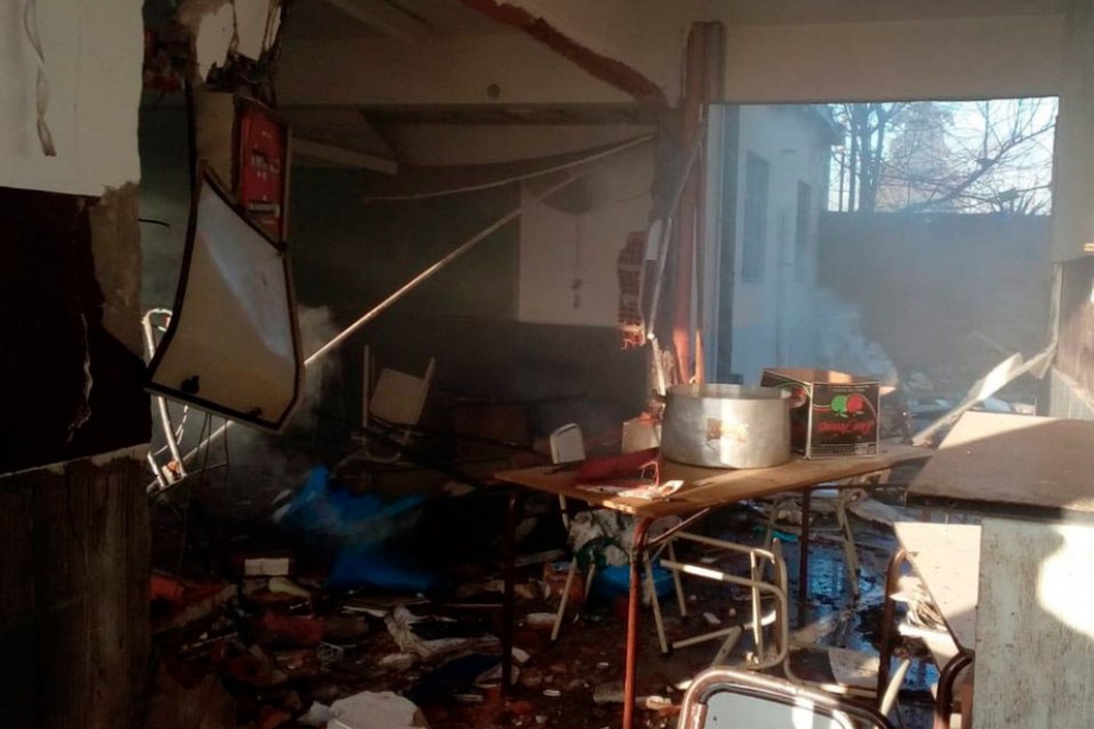 Así quedó la cocina de la escuela de Moreno tras la explosión. 