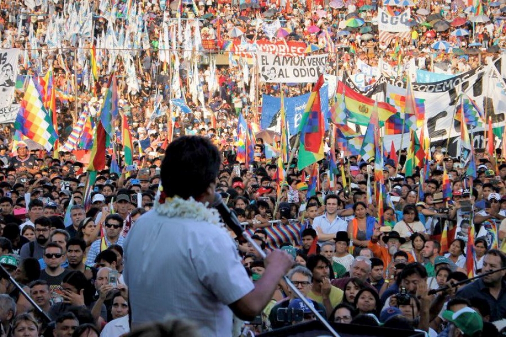 Evo Morales dando su discurso. /Foto: Franco Fafasuli