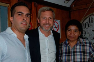 Campos junto al ministro del Interior Rogelio Frigerio y su ancho de espadas para recalar en Cañuelas, Margarita Barrientos.