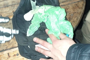 Un envoltorio con cocaína, encontrado en la vivienda de Houssay.