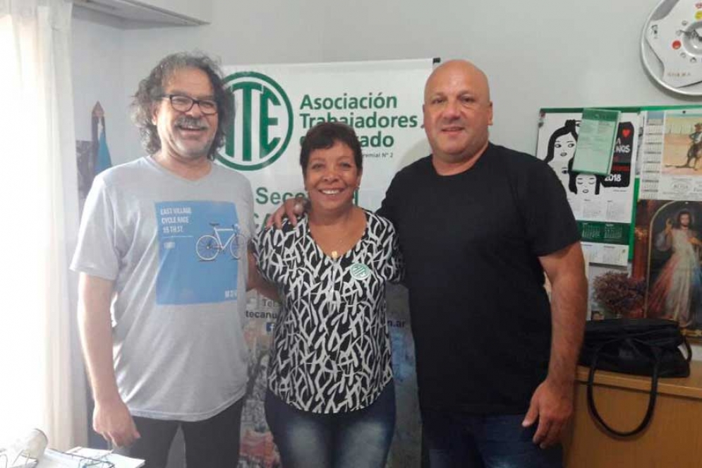 Graciela Perazzo, Secretaria General de ATE junto a Norberto Avans (izquierda) titular de Suteba Cañuelas mantuvieron un encuentro en la semana en la previa al paro. 